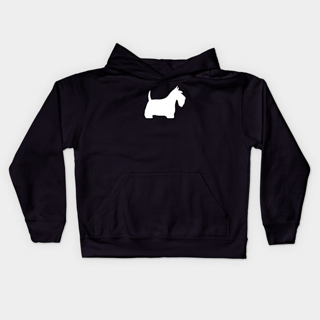 White Scottish Terrier Silhouette Scottie Dog Kids Hoodie by Coffee Squirrel